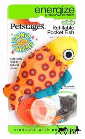 צעצוע לחתולים “דג עם כיס ומילוי קטניפ מבית Petstages”