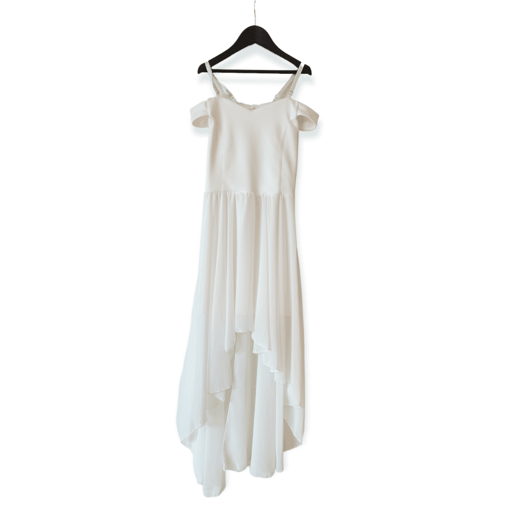 שמלת בת מצווה מפוארת לבנה מידות 12-22