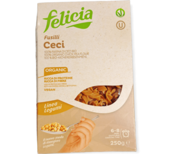 felicia Fusili קמח חומוס אורגני 100% אורגני עשיר בחלבונים עשיר בסיבים חלבון גבוה