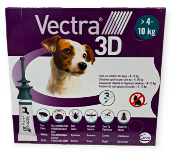 Vectra 3D  אמפולות נגד פרעושים וקרציות לכלב 4-10 ק”ג