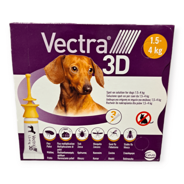 Vectra 3D אמפולות נגד פרעושים וקרציות לכלב 1.5-4 ק”ג