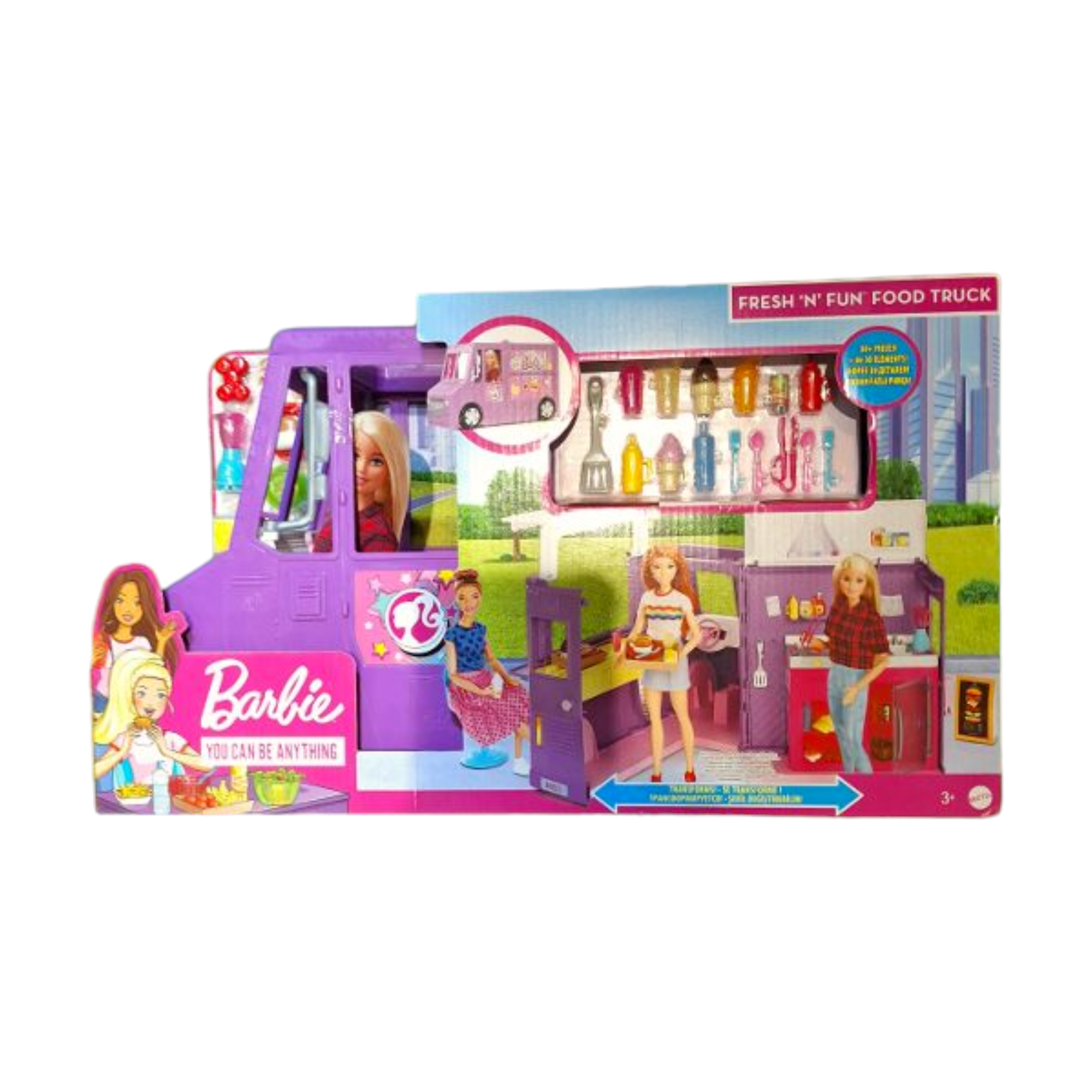 ברבי – Barbie, משאית אוכל גדולה הנפתחת לדוכן עם אביזרים נלווים מבית Mattel