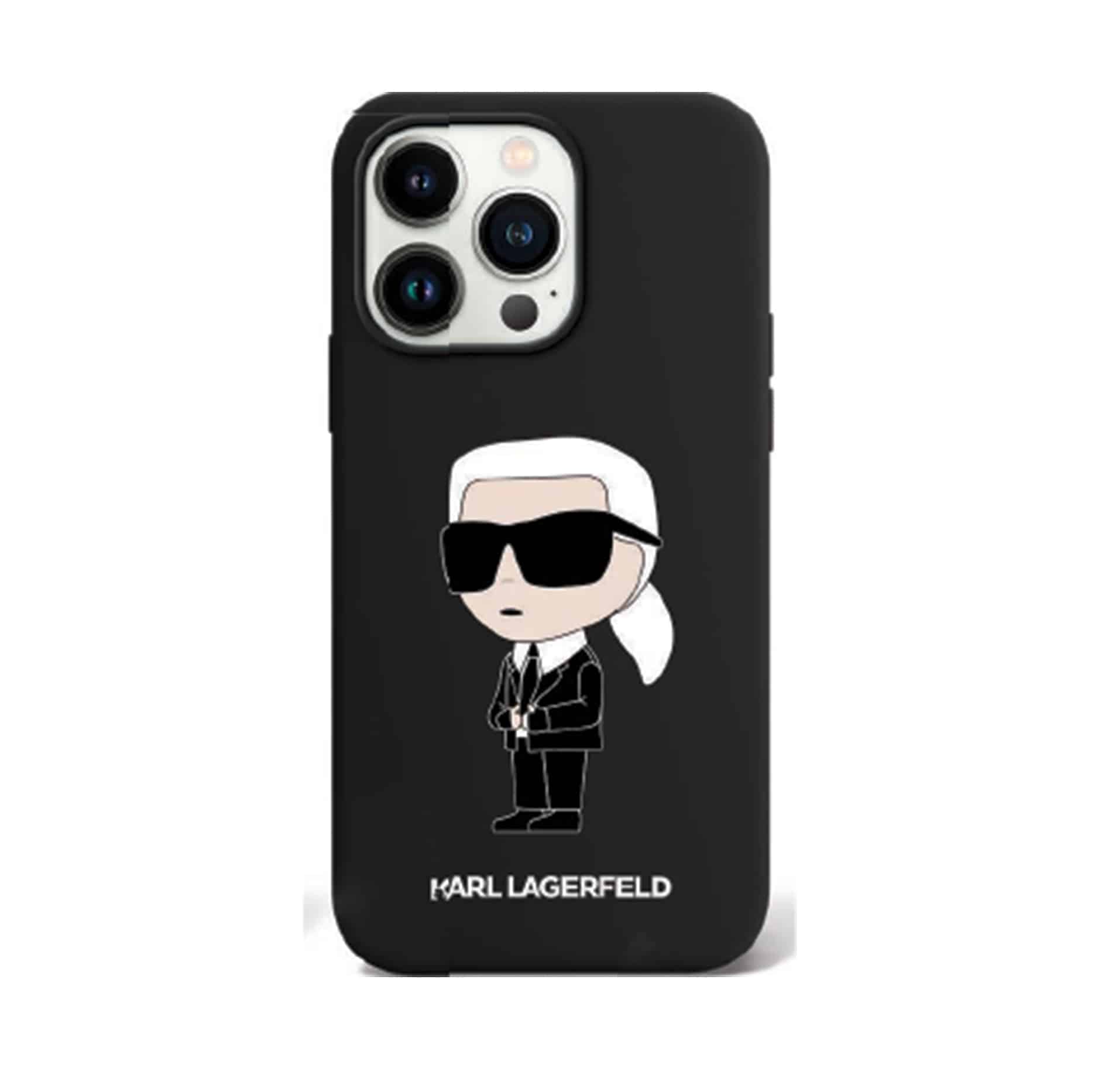 Karl Lagerfeld קרל לגרפלד כיסוי לאייפון 15 פרו מקס בצבע שחור עם דמות