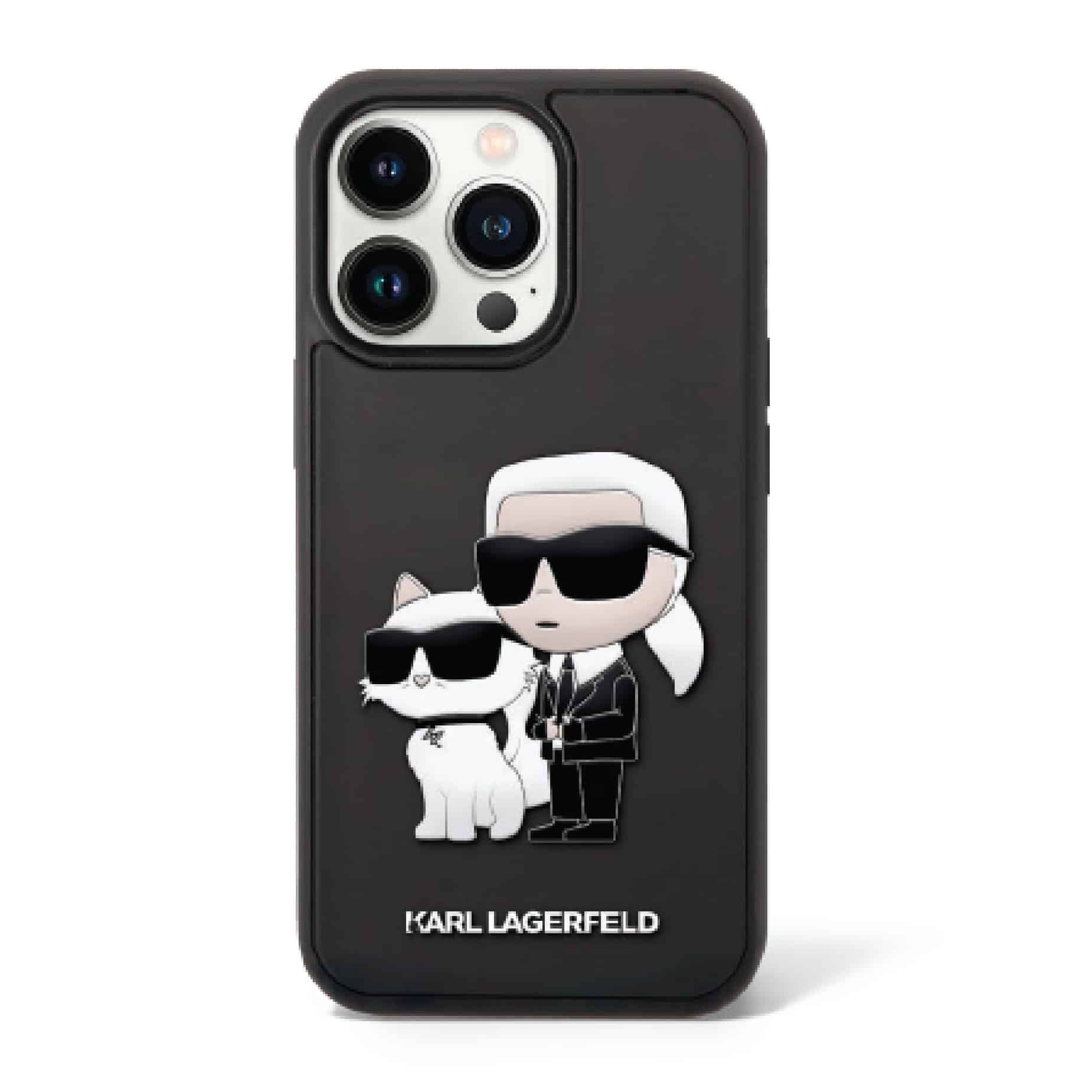 Karl Lagerfeld קרל לגרפלד כיסוי לאייפון 15 פרו SOFT בצבע שחור עם דמות