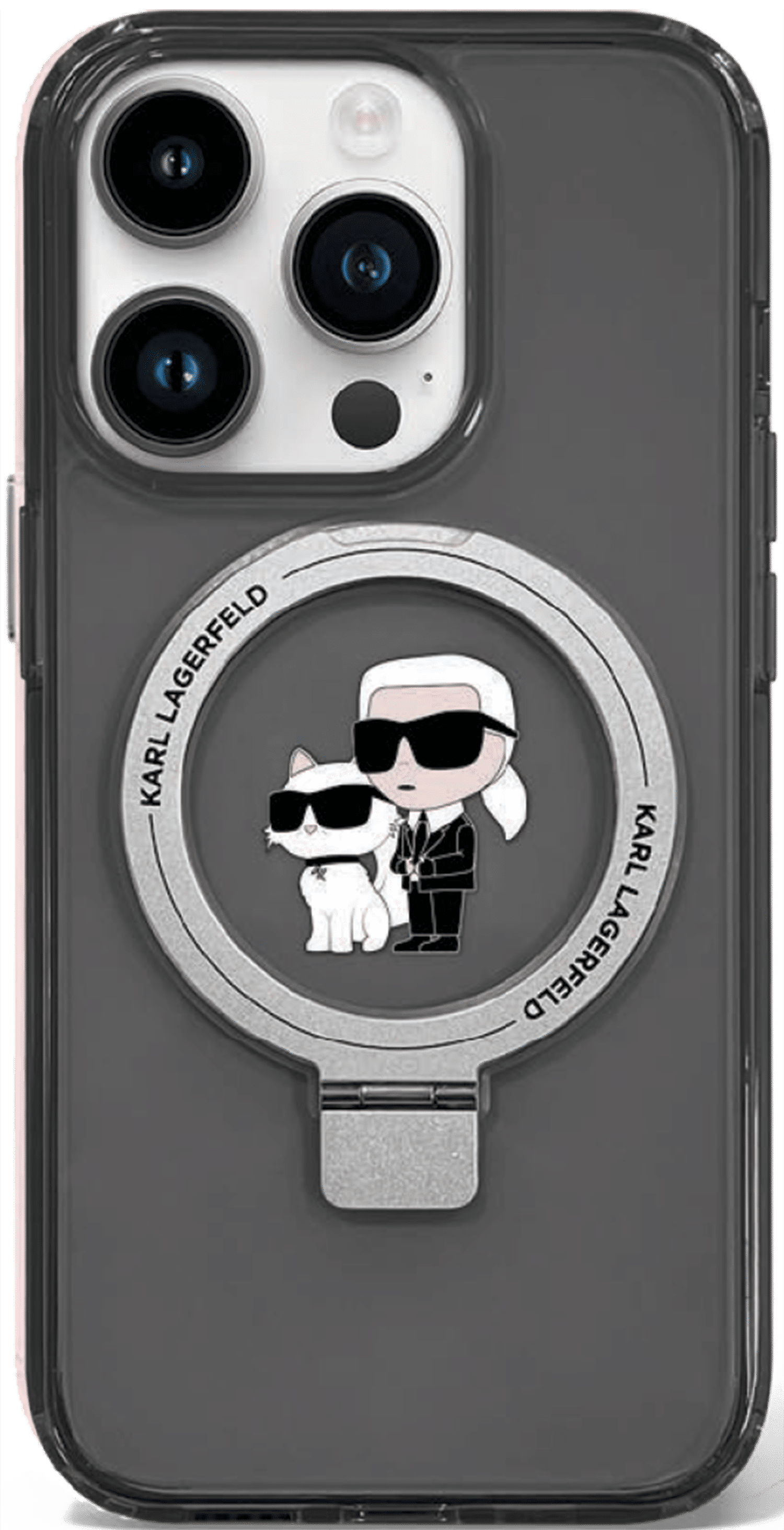 Karl Lagerfeld קרל לגרפלד כיסוי לאייפון 15 פרו בצבע שחור עם דמות